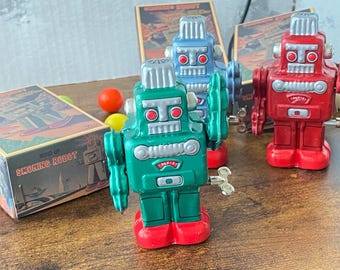 Robot fumeur mécanique japonais vintage (vert) | Réplique de haute qualité des années 80 par Yonezawa | Testé et fonctionnel