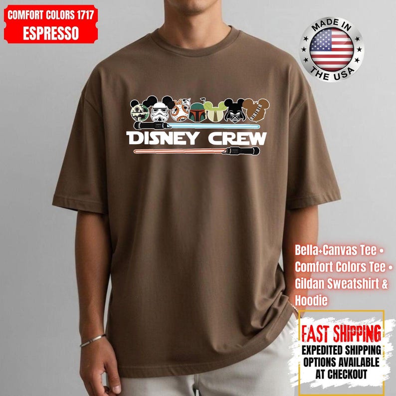 Camiseta de Star Wars de Disney Crew, sudadera de Mandalorian, camiseta de colores cómodos de Darth Vader, camiseta de Chewbacca, camiseta de Star Jedi, camiseta de Luke Skywalker imagen 15