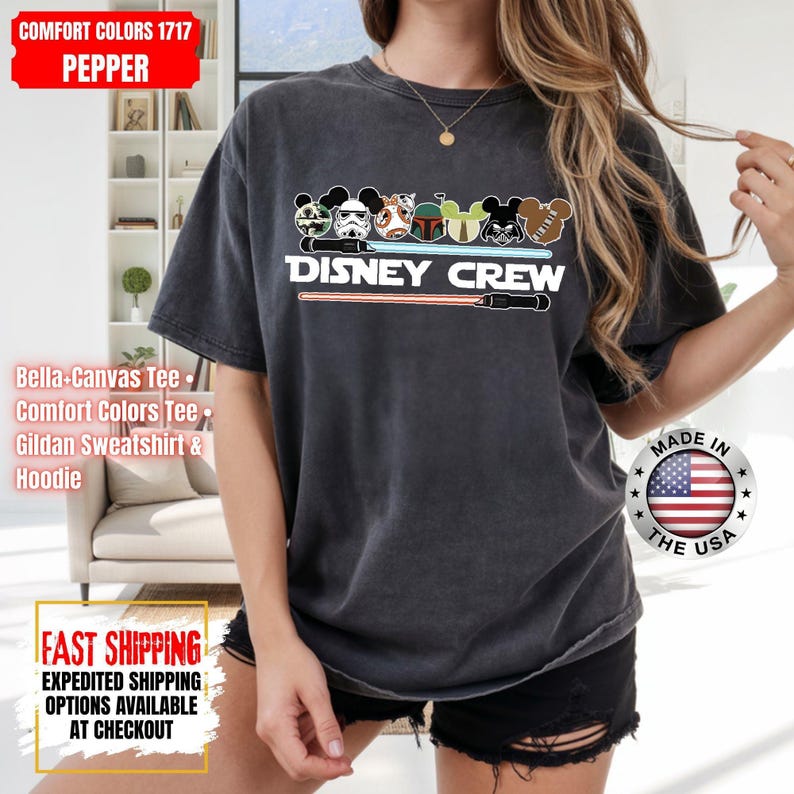 Camiseta de Star Wars de Disney Crew, sudadera de Mandalorian, camiseta de colores cómodos de Darth Vader, camiseta de Chewbacca, camiseta de Star Jedi, camiseta de Luke Skywalker imagen 14