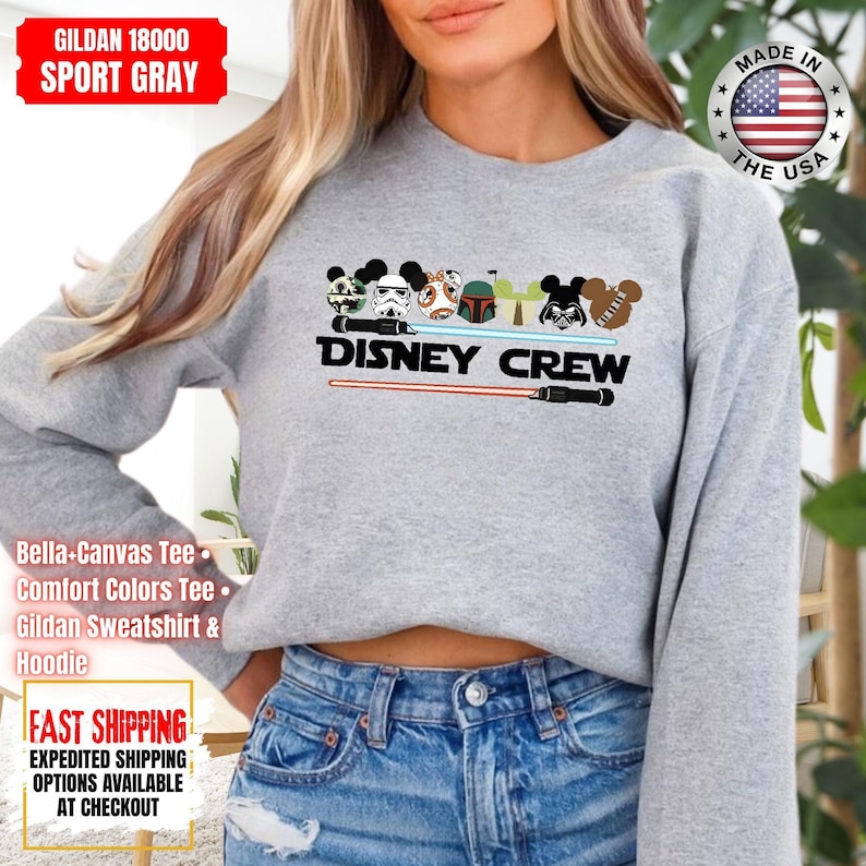 Camiseta de Star Wars de Disney Crew, sudadera de Mandalorian, camiseta de colores cómodos de Darth Vader, camiseta de Chewbacca, camiseta de Star Jedi, camiseta de Luke Skywalker imagen 10