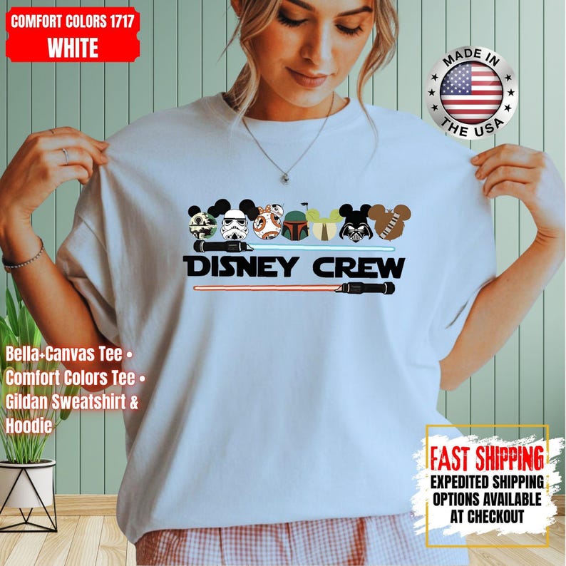 Camiseta de Star Wars de Disney Crew, sudadera de Mandalorian, camiseta de colores cómodos de Darth Vader, camiseta de Chewbacca, camiseta de Star Jedi, camiseta de Luke Skywalker imagen 9