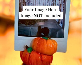 Pumpkin Polaroid Photo Holder: OOAK Halloween Inspired Decorative Photo Frame
