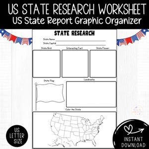 State Research Worksheet, US Geography Printable (PDF)