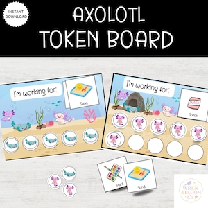 Axolotl Token Board System-Kids Reward Chart-Reward Chart-Behavior Chart-Incentive Chart-Task-Homeschool- Tokens-Elementary Behavior-PDF
