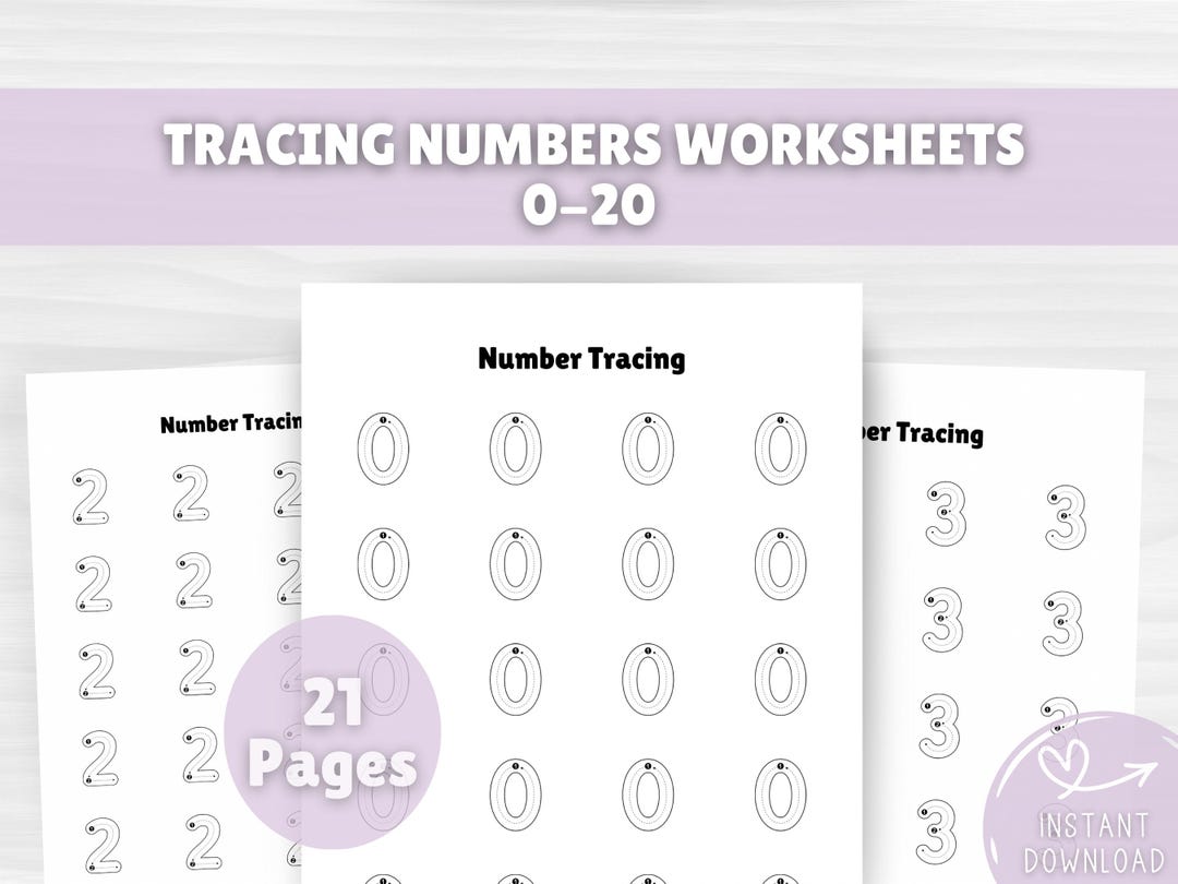 Tracing Numbers 0-20 Worksheets | Tracing Numbers for Kids | Preschool ...