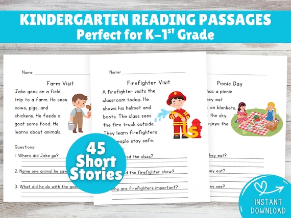 Kindergarten Reading Passages & Worksheets | 1st Grade Fluency Practice | Cvc and Sight Words | Homeschool PDF Bundle