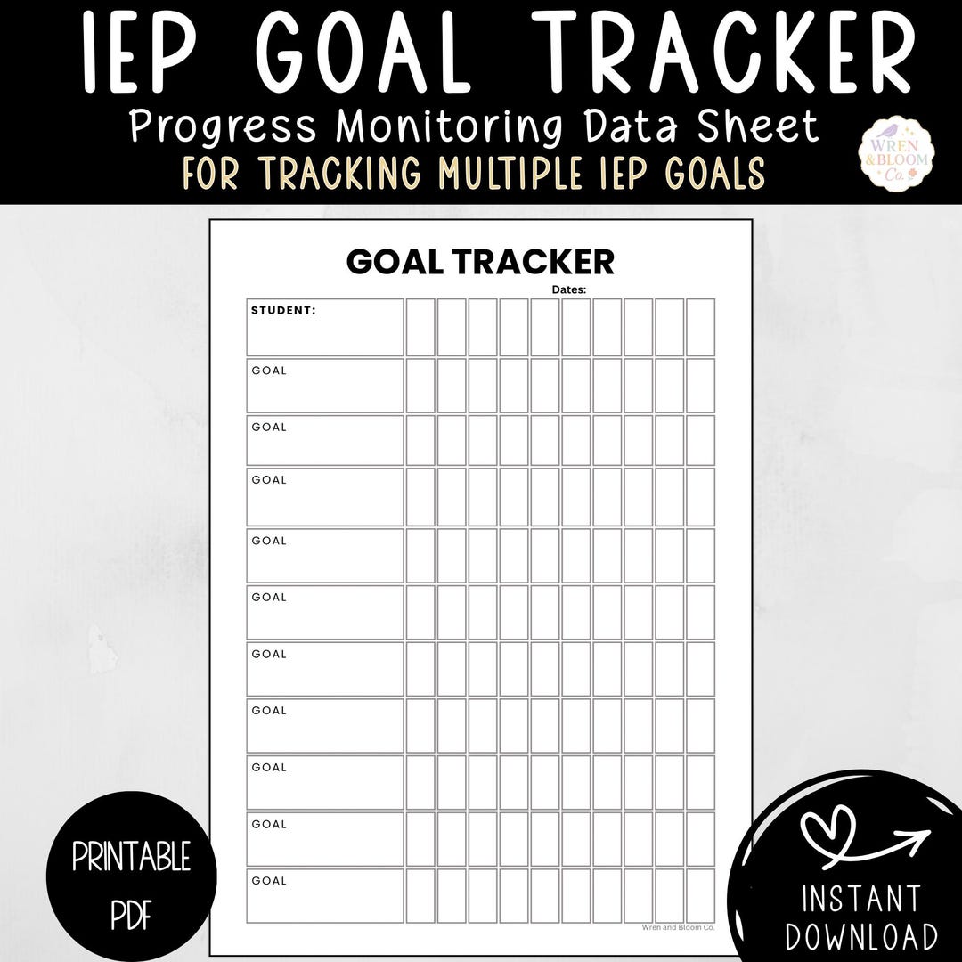 IEP Goal Tracker Printable: Student Progress Monitoring, Data