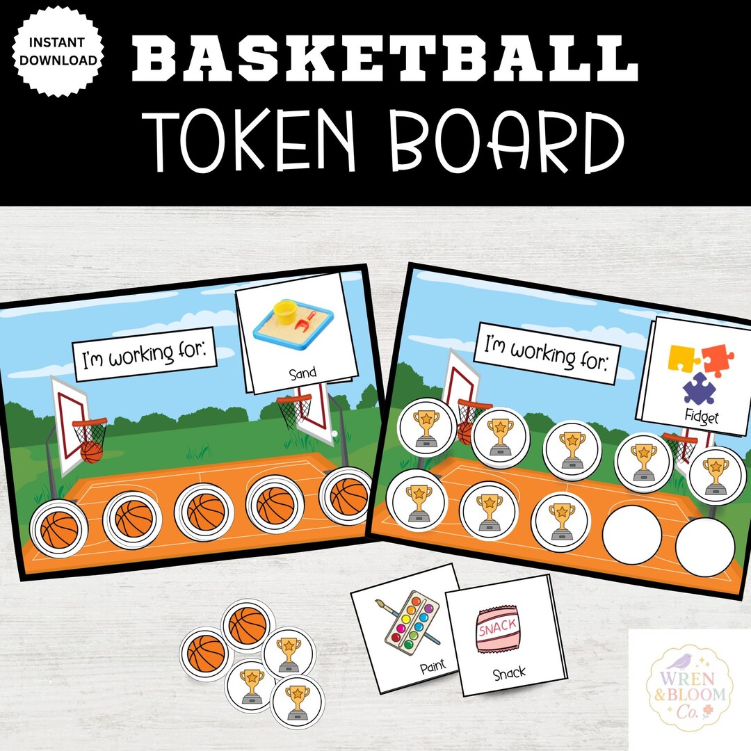 Basketball Token Board System-kids Reward Chart-reward Chart-behavior ...