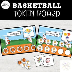 Basketball Token Board System-Kids Reward Chart-Reward Chart-Behavior Chart-Incentive Chart-Task-Homeschool- Tokens-Elementary Behavior-PDF
