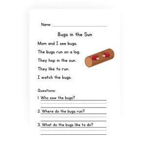 Kindergarten Reading Comprehension Worksheets | Short Stories With ...