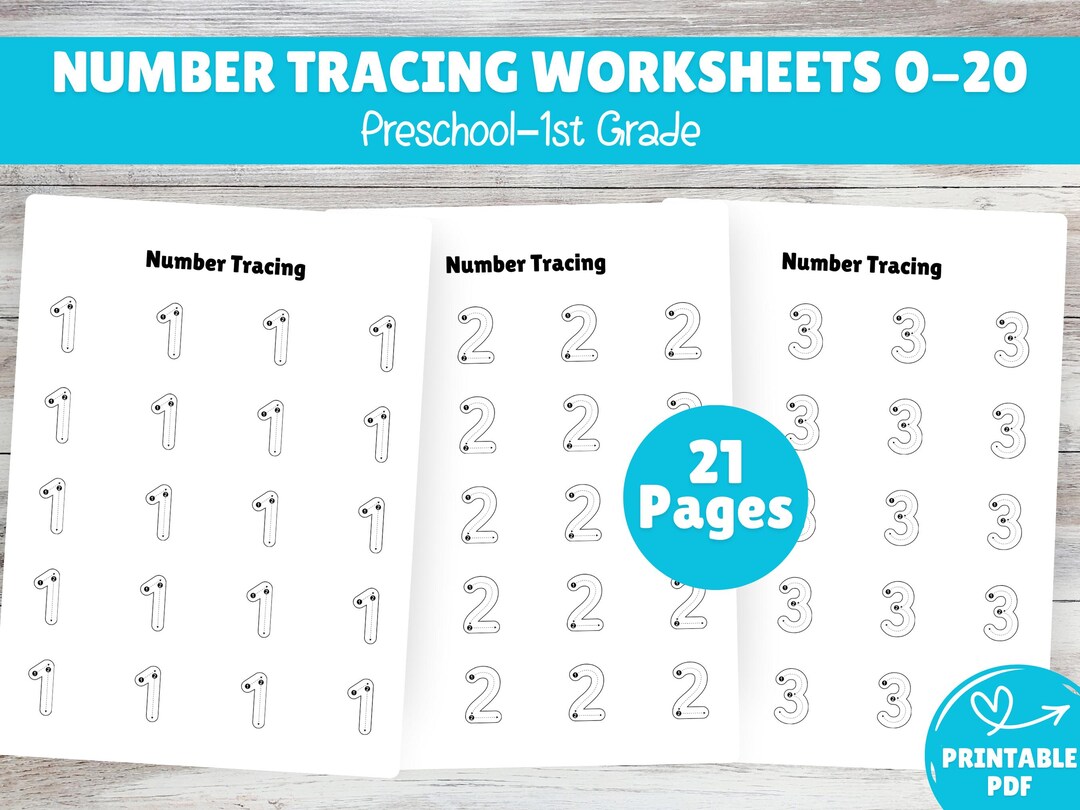 Number Tracing Worksheets 0–20, Number Recognition & Learning Numbers ...