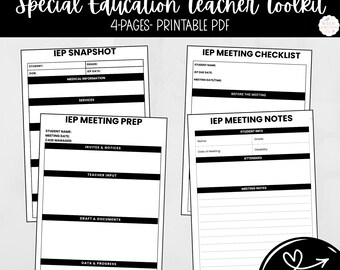 IEP Meeting Notes & Prep, 4-Page Printable, Special Education Teacher Toolkit