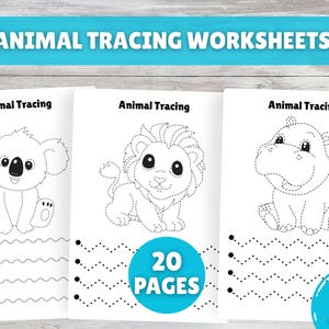 Animal Line Tracing Worksheets | Preschool Fine Motor Activity | Trace and Color | Printable PDF