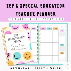 Planificador de educación especial para docentes - Carpeta de casos - Planificador de educación especial - Planificador de docentes - Seguimiento de objetivos del IEP, Carpeta de educación especial, Planificador del IEP - Digital