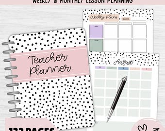 Teacher Planner | Weekly & Monthly Lesson Planner, Classroom Organizer Binder | Pastel Theme | Undated Planner Printable