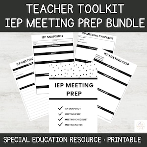 Printable IEP Meeting Prep Bundle-Special Education Teacher Toolkit-IEP Snapshot+Checklist+Notes+Meeting Prep- 5 Pages-Sped Planner-Pdf