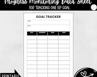 Seguimiento de objetivos del IEP, Hoja de datos de seguimiento del progreso, Educación especial (PDF)