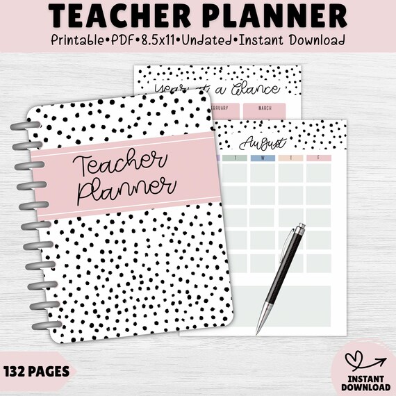 Teacher Planner Printable, Lesson Planning, Grades & Attendance (Digital Download)