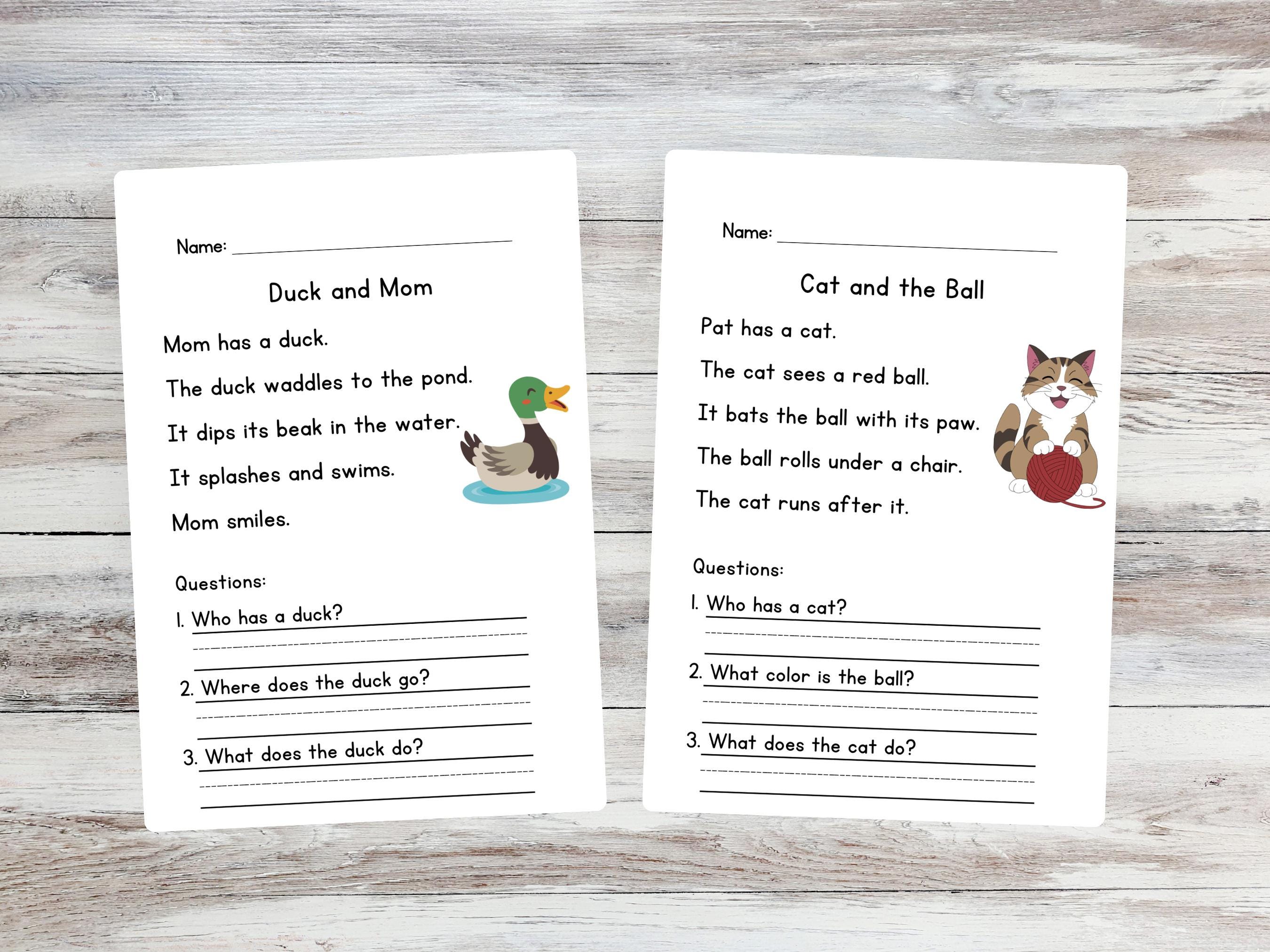 Kindergarten Reading Comprehension Worksheets | Short Stories With ...
