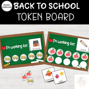 Back to School-Token- Reward Behavior System- Reward Chart- Behavior Chart- Incentive Chart-Task-Homeschool- Tokens-Elementary Behavior-PDF