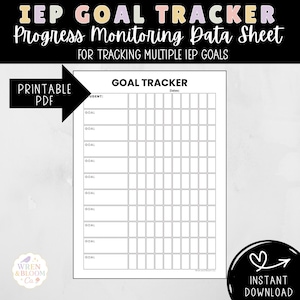 Student Progress Goal Tracker – Track Multiple IEP Goals, Progress Monitoring & Data Collection Sheet (PDF)