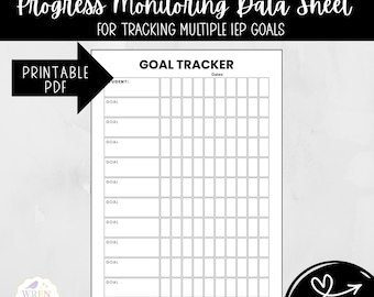Seguimiento de objetivos de progreso estudiantil: seguimiento de múltiples objetivos del IEP, monitoreo del progreso y hoja de recopilación de datos (PDF)
