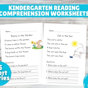 Kindergarten Reading Comprehension Worksheets | Short Stories With Questions | Sight Words and CVC Words | Printable PDF