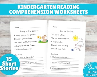 Kindergarten Reading Comprehension Worksheets | Short Stories With Questions | Sight Words and CVC Words | Printable PDF