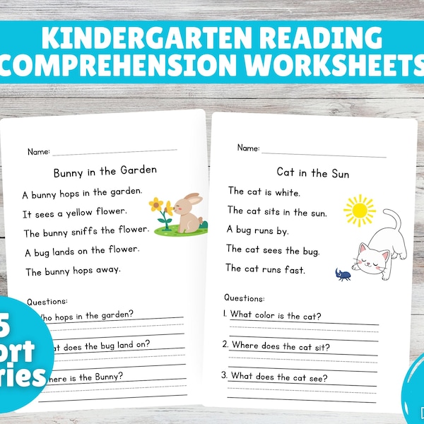Kindergarten Reading Comprehension Worksheets | Short Stories With Questions | Sight Words and CVC Words | Printable PDF