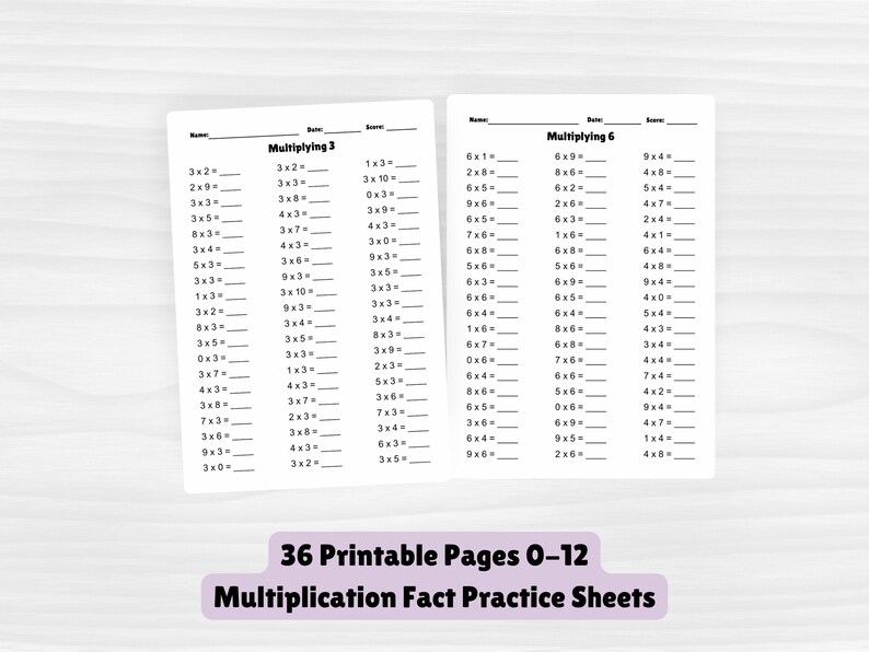 Times Table Worksheets | Multiplication Practice Printable | Facts 0–12 ...