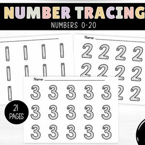 Number Tracing 0–20, Preschool & Kindergarten Handwriting Practice, Math Centers, Fine Motor Skills, Homeschool, Special Ed