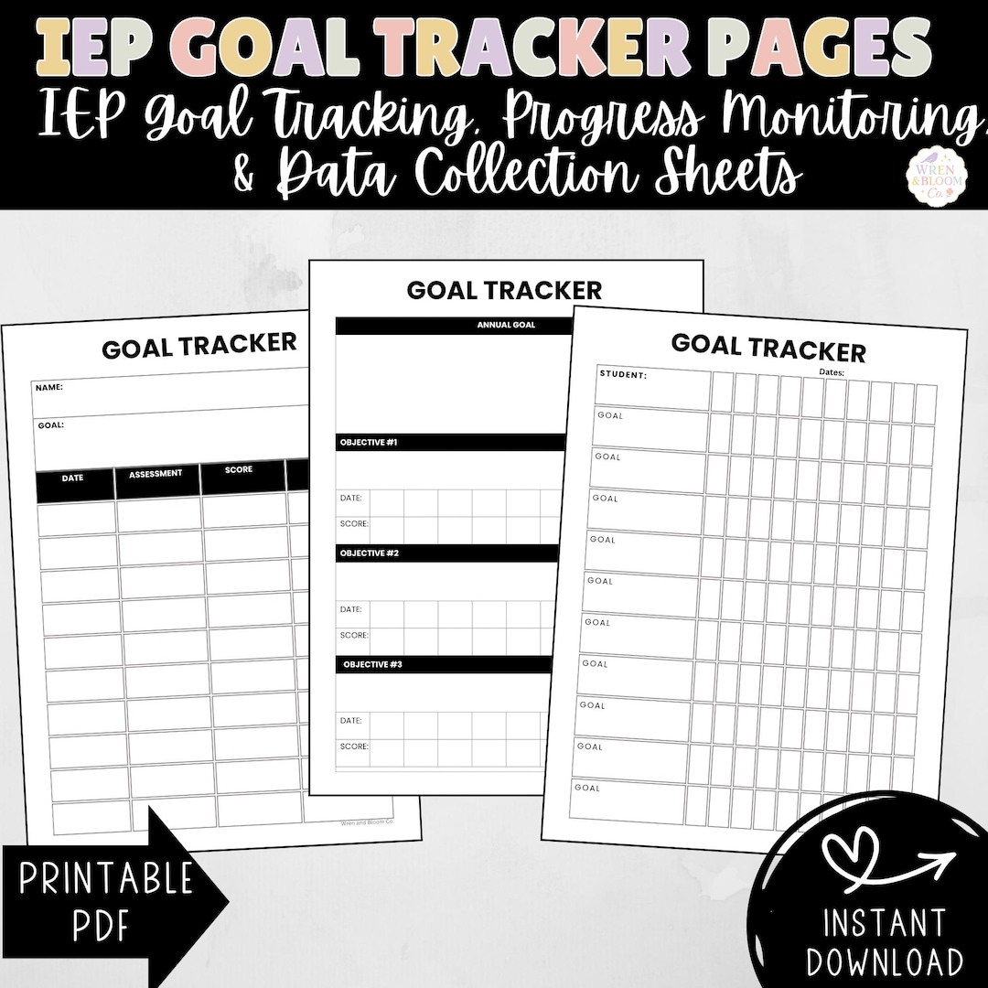 IEP Goal Tracker Bundle, Special Education Data Sheets (printable PDF ...