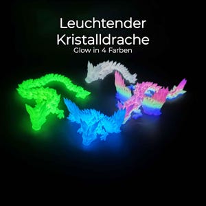 3D printed dragon – movable, articulated crystal dragon with glow-in-the-dark effect | Fidget ASMR | optionally with egg | Gift idea
