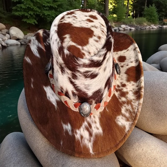 Cowhide Leather Cowboy Hat | Handmade Western Festival Top 