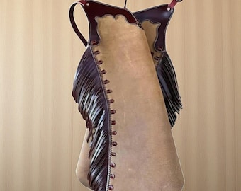 Handgemaakte suède chaps: western-cowboyrijbroek