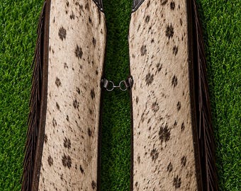 Hair On Cowhide Leather Western Chaps Fringed Cowboy Rodeo Riding Leg Gear