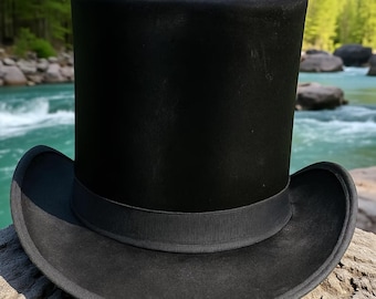 Handcrafted Black Silk Top Hat: Victorian Steampunk Rocker Style
