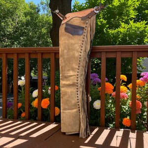 Handmade Suede Leather Shotgun Chaps | Western Riding Cowboy Gear ...