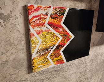 Signpost - Picture; Acrylic; Canvas; Decoration; Black/Red/Yellow; 40 x 30 cm