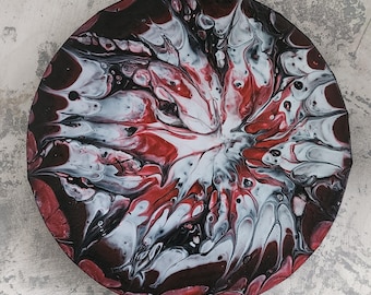 Ice Flower - Picture; Acrylic; Canvas; Decoration; Red/Black/White; Ø 20 cm
