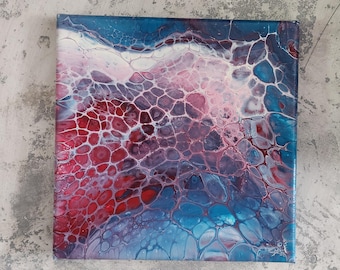 Sea Foam - Picture; Acrylic; Canvas; Decoration; Blue/Red; 20 x 20 cm