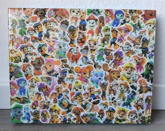 Paw Patrol - Bild; Stickercollage; Epoxidharz; 30x20 cm