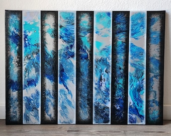 Stripes are chic - Picture; Acrylic; Canvas; Decoration; Black/Blue/Silver; 70 x 50 cm