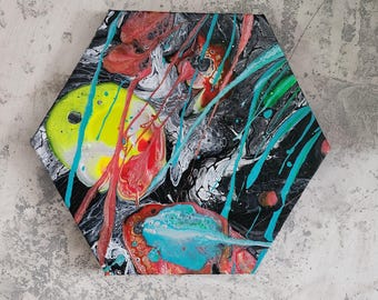 Paint Splash - Picture; Acrylic; Canvas; Decoration; Colorful; 30 cm outer edge
