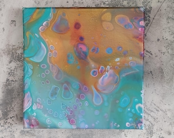 All that glitters is gold - picture; acrylic; canvas; decoration; turquoise/gold; 20 x 20 cm