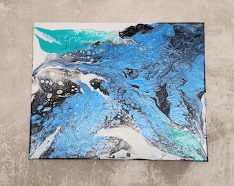 River Delta - Painting; Acrylic; Canvas; Decoration; Metallic (partially); Blue; 40 x 30 cm