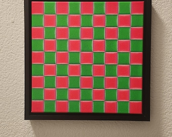 Woven; Picture; Acrylic; Canvas; Decoration; Neon Pink/Green; 34x34