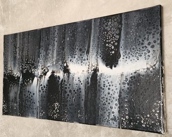 Opposites Attract - Picture; Acrylic; Canvas; Decoration; Black/White; 80 x 40 cm