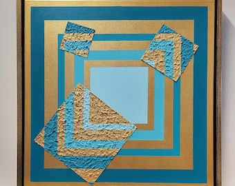 Goldi - Picture; Acrylic; Canvas; Decoration; Gold - Turquoise; 53.50 x 53.50 cm