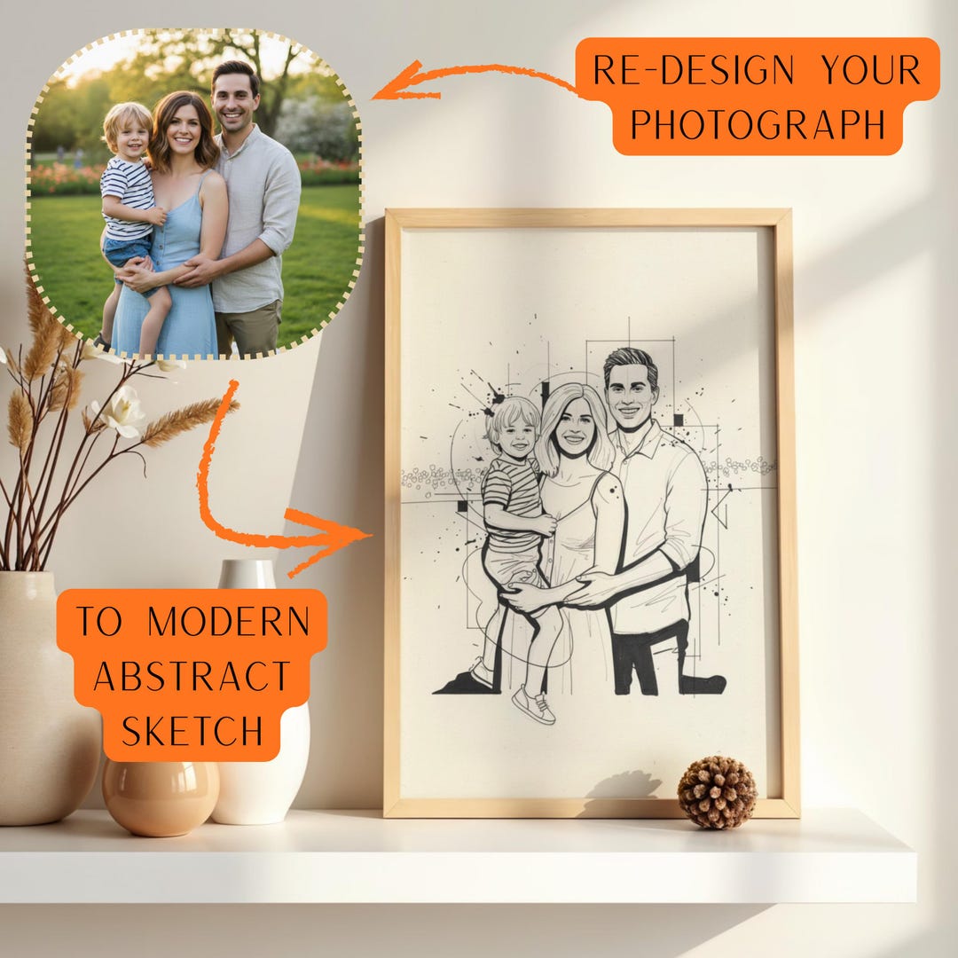 Custom Family Portrait, Printable Line Art Wall Decor, Personalized ...